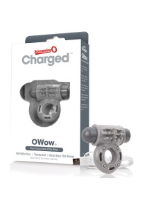 Wibrujący pierścień na penisa - The Screaming O Charged OWow Vibe Ring  Szary