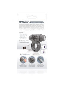 Wibrujący pierścień na penisa - The Screaming O Charged OWow Vibe Ring  Szary