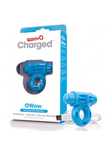 Wibrujący pierścień na penisa - The Screaming O Charged OWow Vibe Ring  Niebieski