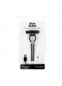 Wibrujący zacisk lasso na penisa - PowerBullet Bolo Adjustable Penis Ring with Mini 9 Function 
