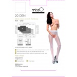 Wycięte w kroku rajstopy zdobione – MissO P211  Srebrny