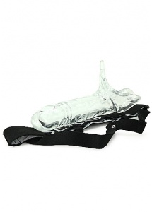 XR BRANDS Master Series - Przezroczyste DILDO przedłużające NA GUMIE