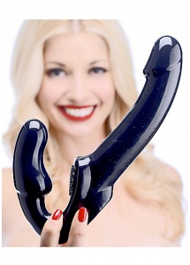 XR Brands Strap-U - DILDO podwójne DO strap on CZARNE