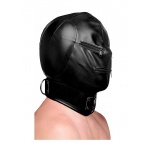 XR BRANDS STRICT - KAPTUR z maską EKOSKÓRA bondage