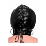 XR BRANDS STRICT - KAPTUR z maską EKOSKÓRA bondage