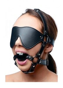 XR BRANDS STRICT - KNEBEL z maską na oczy BDSM