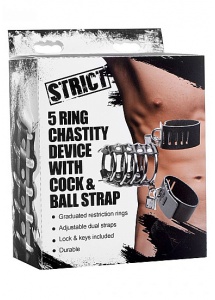 XR BRANDS STRICT - PIERŚCIENIE na penisa z KAJDANKAMI na jądra