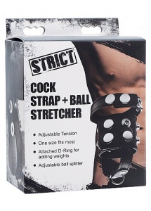 XR BRANDS STRICT - Skórzany pierścień na penisa i jądra STRETCHER