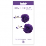 Zaciski na sutki z pomponami  - Sportsheets Sincerely Fur Nipple Clips   Fioletowy