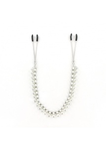 Zaciski na sutki z łańcuszkiem pereł - Sportsheets Midnight Pearl Chain Nipple Clips  