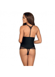 Zalotne otwarte body - Obsessive Chiccanta Crotchless Teddy Black S/M  