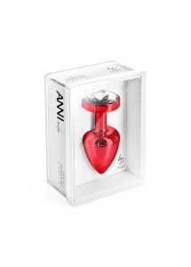 Zdobiony plug analny - Diogol Anni Butt Plug Round Red 30 mm Okrągły Czerwony