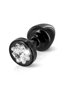 Zdobiony plug analny - Diogol Anni R Butt Plug Clover Black 25 mm Koniczyna Czarny