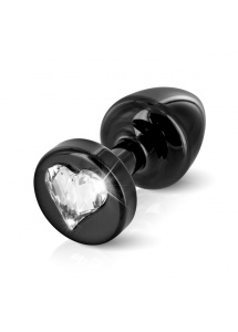 Zdobiony plug analny - Diogol Anni R Butt Plug Heart Black 25 mm Serce Czarny