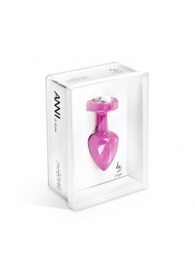 Zdobiony plug analny - Diogol Anni R Butt Plug Heart Pink 25 mm Serce Różowy