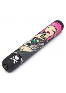Ozdobiony wibrator klasyczny - Tokidoki Classic Vibrator  Black Pink Lipstick Woman