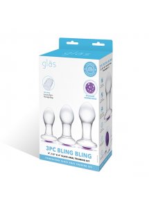 Zestaw 3 szklanych korków analnych - Glas Bling Bling Glass 3 pc Anal Training Kit