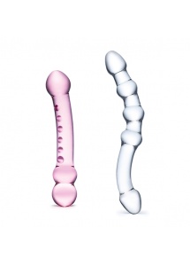 Zestaw dildo szklanych - Glas Pleasure Set Double Pleasure Glass Dildo Set  