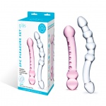 Zestaw dildo szklanych - Glas Pleasure Set Double Pleasure Glass Dildo Set  