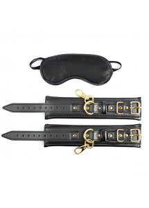 Zestaw kajdanki plus opaska - Sportsheets Cuffs and Blindfold Set Special Edition  