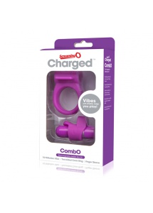 Zestaw mini wibrator plus pierścień i nakładka - The Screaming O Charged CombO Kit #1  Fioletowy