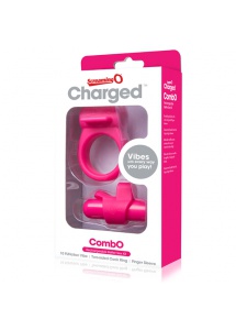 Zestaw mini wibrator plus pierścień i nakładka - The Screaming O Charged CombO Kit #1  Różowy
