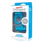 Zestaw mini wibrator plus pierścień i nakładka - The Screaming O Charged CombO Kit #1  Niebieski