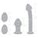Zestaw szklanych zabawek erotycznych dildo korek analny kulki kegla - Glas Mr. Swirly 4 pc Set with Glass Kegel Balls & Butt Plug