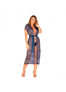 Zjawiskowy peniuar - Obsessive Flowlace Peignoir S/M  