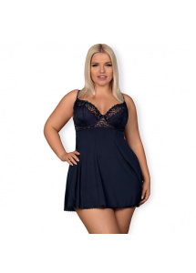 Zmysłowa granatowa koszulka - Obsessive Drimera Babydoll & Thong Blue XXL