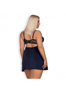 Zmysłowa granatowa koszulka - Obsessive Drimera Babydoll & Thong Blue XXL