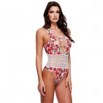 Zmysłowe body w kwiaty - White Floral & Lace Teddy  S/M